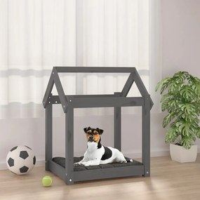 822199 vidaXL Cama para cães 61x50x70 cm madeira de pinho maciça cinza