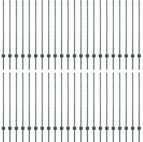 Postes de Cerca Prateados 44 pcs Verde Aço revestido a pó