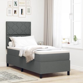 Cama Box Spring com Colchão Cinza Escuro 80x200 cm Tecido