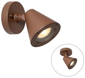 Candeeiro de parede exterior moderno castanho ferrugem IP44 ajustável - Ciara Moderno