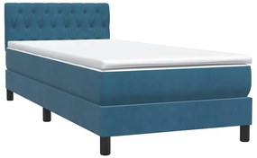 Cama com molas/colchão 80x220 cm veludo azul-escuro