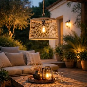 Candeeiro de suspensão rústico de exterior em vime 40 cm - Calamus