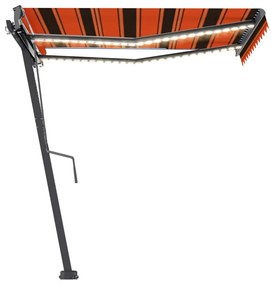 Toldo retrátil manual com LED 350x250 cm laranja e castanho