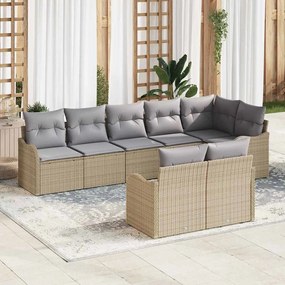 Conjunto de Sofá de Jardim vidaXL de 8 Peças com Almofadas Bege em Rattan Poli