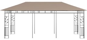 Gazebo c/ rede mosquiteira 6x3x2,73m 180 g/m² cinza-acastanhado