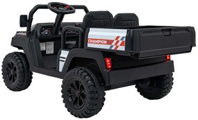 Jipe elétrico para Crianças 2 Lugares 24V Champion Rodas Espuma EVA, Assento couro ecológico Preto