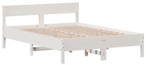 Estrutura cama c/ cabeceira 140x190 cm pinho maciço branco