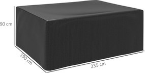 Capa para mobiliário de jardim de exterior, lona de proteção anti-UV em polietileno, 235 x 190 x 90 cm, preta