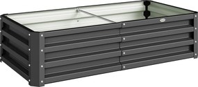 Outsunny Floreira Elevada Retangular de Aço Galvanizado para Cultivar Plantas Flores Relva 120x60x30,5 cm Cinzento | Aosom Portugal