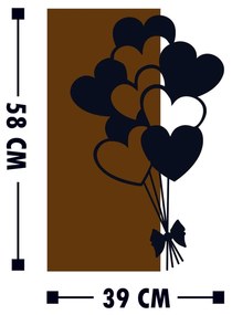 Acessório Decorativo de Parede Love Metal – Nogueira e Preto – 39 x 58