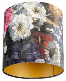 Abajur de veludo com design floral 25/25/25 Interior dourado
