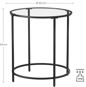 Mesa de apoio redonda com estrutura metálica preta