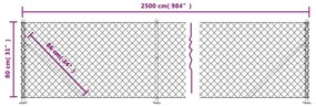 Cerca de arame com flange 0,8x25 m antracite