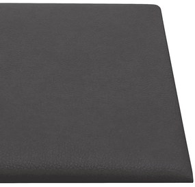 Painel de parede 12 pcs 30x15 cm couro artificial 0,54 m² cinza