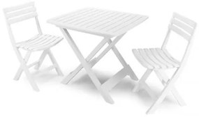 Conjunto de mesa e duas cadeiras de jardim branco