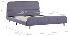 Estrutura de cama 140x200 cm tecido cinzento-claro