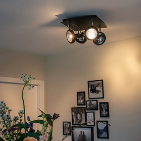 Projetores de design preto 4-luzes ajustáveis - Nox