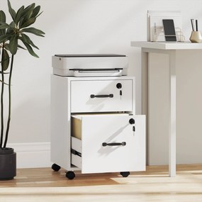 Bloco Gavetas de Arrumação de Escritório Móvel com 2 Gavetas, 40 x 40 x 54,1 cm, Formato Compacto, Branco