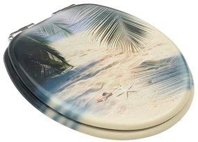 Assentos sanita com tampas fecho suave 2 pcs MDF design praia