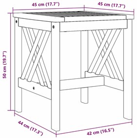 Mesa Lateral para Jardim vidaXL Castanha 45x45x50 cm Madeira de Acácia