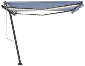 Toldo autom. c/ LED e sensor de vento 450x300 cm azul/branco