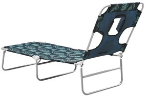 Espreguiçadeira dobrável + almofada cabeça aço design folhas