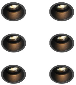 Conjunto de 6 focos embutidos modernos pretos giratórios e inclináveis - Alloy