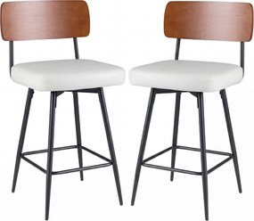 Bancos giratórios modernos para bar, almofadados, com encosto e apoio para os pés em metal, em couro sintético, para cozinha e sala de jantar, castanh