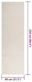 Tapete ZIZUR creme 80x250cm aspeto de juta interior e exterior