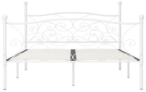 Estrutura de cama com estrado de ripas 200x200 cm metal branco