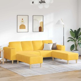 vidaXL Sofá Amarelo Claro 250 x 188 x 76 cm Tecido de Veludo Cotele