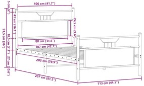 Estrutura de cama sem colchão 107x203 cm carvalho sonoma