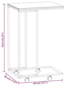 Mesa de apoio c/ rodas 40x30x63,5cm derivados de madeira branca