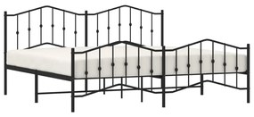 Estrutura de cama com cabeceira e pés 200x200 cm metal preto