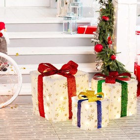 Decoração de caixas de presentes iluminada com 48 luzes quentes para festas de Natal multicolorido
