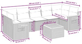 8 pcs conjunto sofás de jardim com almofadões vime PE preto