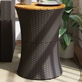 vidaXL Mesa de apoio formato de djembé vime PE/madeira maciça preto