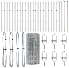Cerca Euro com 13 Postes 0.6x50 m Aço Galvanizado