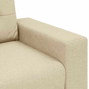 Conjunto de Sofá de 3 Peças com Almofadas em Tecido Creme