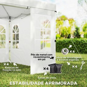Tenda Dobrável 3x3 m Pop-up com UPF 50+, 4 Laterais Removíveis, Altura Ajustável e Bolsa de Transporte, Branco