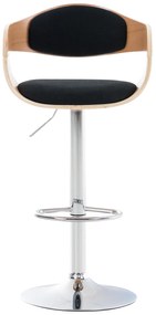 Banco de bar Kingston em tecido e com estrutura cromada 50 x 88-102 x 48 cm Preto + Cor Natural