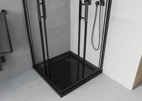 Mexen Rio cabine de duche quadrada 80 x 80 cm, transparente, preta + base de duche Flat, preta - 860-080-080-70-00-4070B
