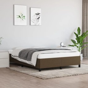 Estrutura de cama 140x190 cm tecido castanho-escuro