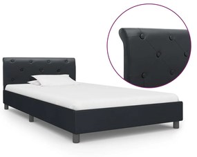 vidaXL Estrutura de cama 90x200 cm couro artificial preto