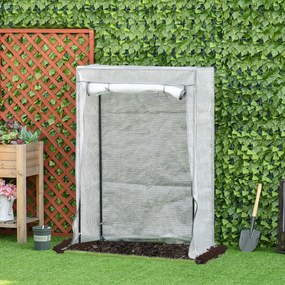 Estufa de jardim, estufa de varanda, lona reforçada com PE, estrutura em aço, porta enrolável com fecho de correr, 100 x 50 x 150 cm, branca