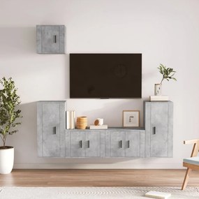 vidaXL Conjunto móveis de TV 5 pcs madeira processada cinzento cimento