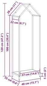 Suporte para lenha 40x25x120 cm aço laminado a frio branco