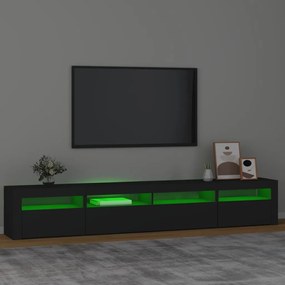 Móvel de TV Sophia com Luzes LED - 240x35x40cm- Preto - Design Moderno