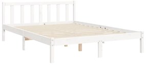 Estrutura de cama com cabeceira 120x200cm madeira maciça branco