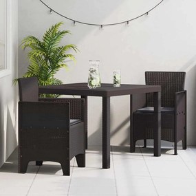 Conjunto de Jantar de Jardim 3 pcs Castanho 100 x 100 x 73 cm